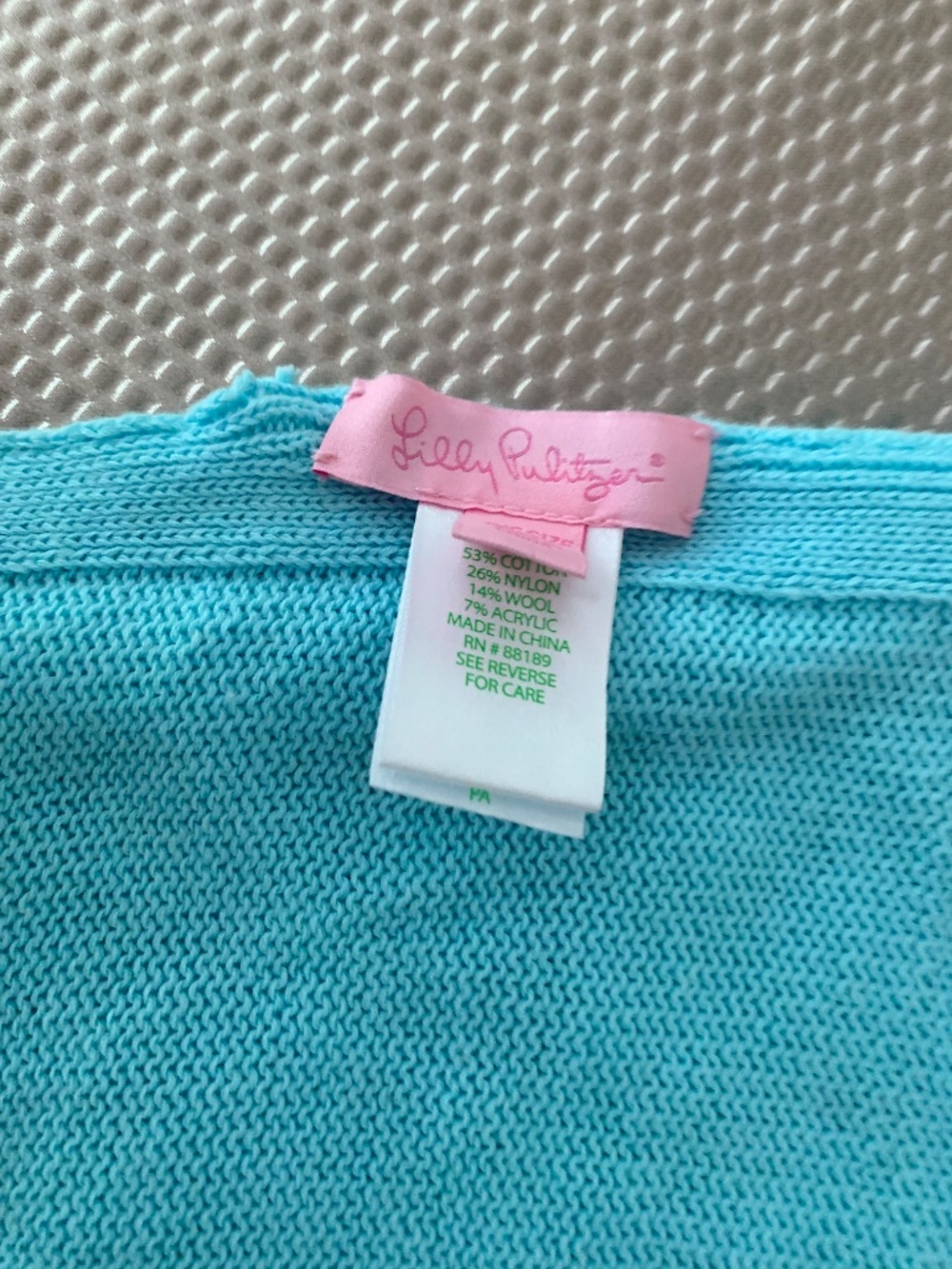 Lilly Pulitzer Aqua Pink Colorblock Tassel Poncho Wrap One Size Cotton Blend - Picture 7 of 10